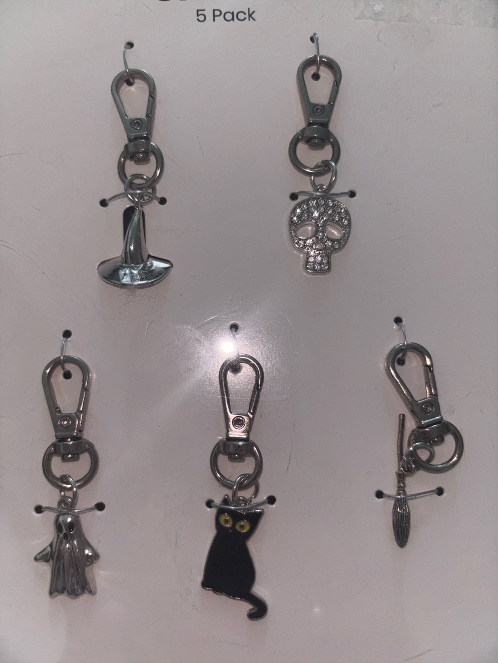 5-Pack Silver Halloween 🎃 Clip-On (Backpack, wallet, purse, keys, and more)